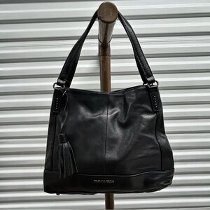 Tignanello Black Leather Shoulder Bag with Tassel Like Mew
